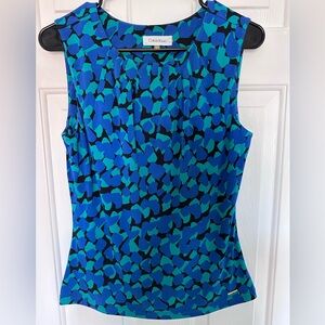 Calvin Klein size small sleeveless blue green and black top